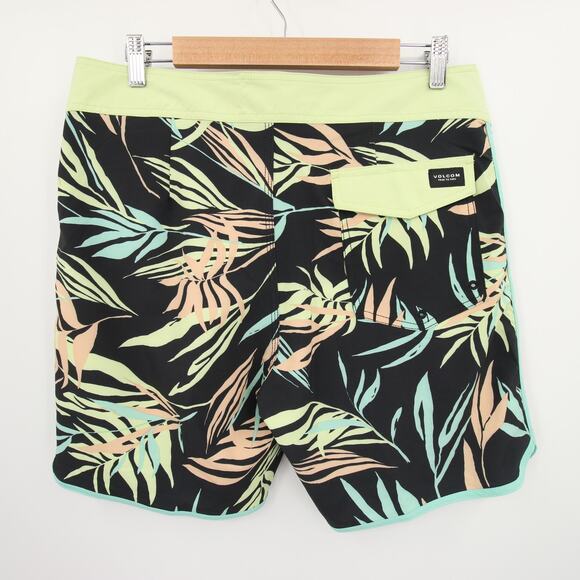 Volcom Swim Trunks Boardshorts Peach Palm Leaf Print 4 Way Stretch Size 31 NWT - Picture 14 of 14
